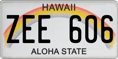 HI license plate ZEE606