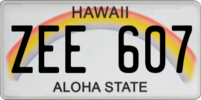 HI license plate ZEE607