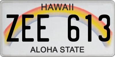 HI license plate ZEE613