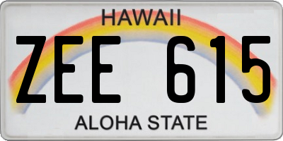 HI license plate ZEE615