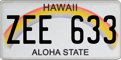 HI license plate ZEE633