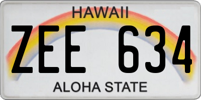 HI license plate ZEE634