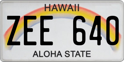HI license plate ZEE640