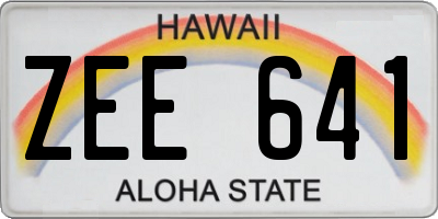 HI license plate ZEE641
