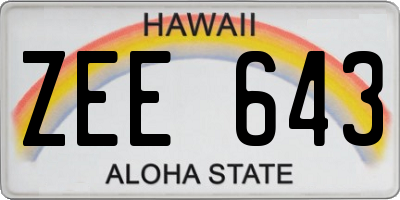 HI license plate ZEE643