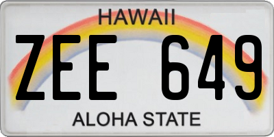 HI license plate ZEE649