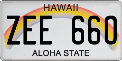 HI license plate ZEE660