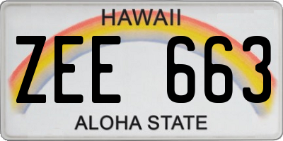 HI license plate ZEE663