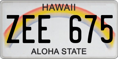 HI license plate ZEE675