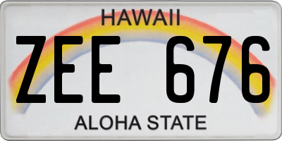 HI license plate ZEE676
