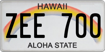 HI license plate ZEE700