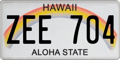 HI license plate ZEE704