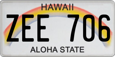 HI license plate ZEE706
