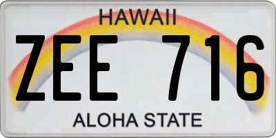 HI license plate ZEE716