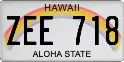 HI license plate ZEE718