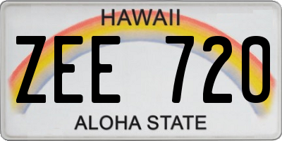 HI license plate ZEE720