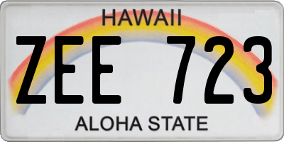 HI license plate ZEE723