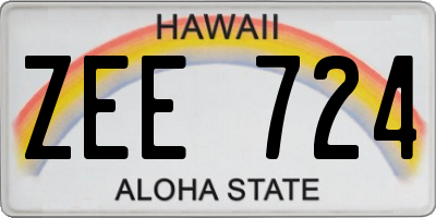HI license plate ZEE724