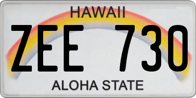 HI license plate ZEE730