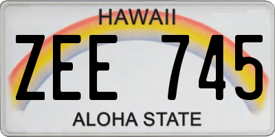 HI license plate ZEE745