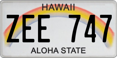 HI license plate ZEE747