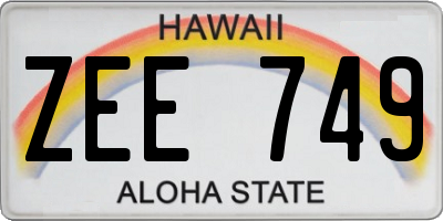 HI license plate ZEE749