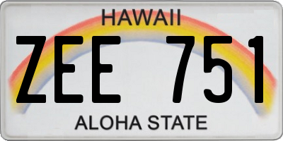 HI license plate ZEE751