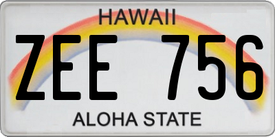 HI license plate ZEE756