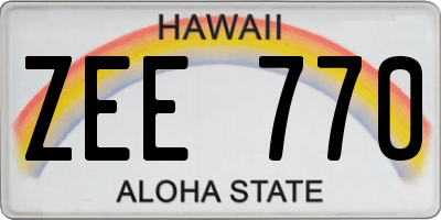 HI license plate ZEE770