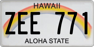 HI license plate ZEE771