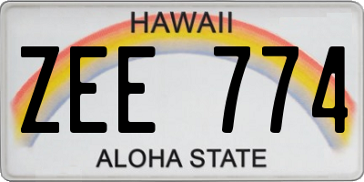 HI license plate ZEE774
