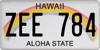 HI license plate ZEE784