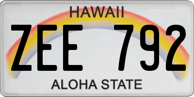 HI license plate ZEE792
