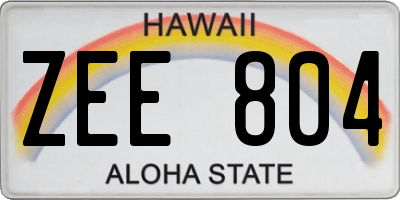 HI license plate ZEE804