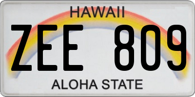 HI license plate ZEE809