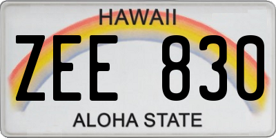 HI license plate ZEE830