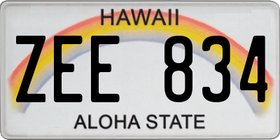 HI license plate ZEE834