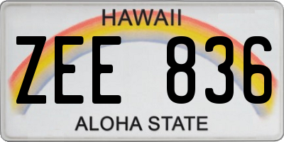 HI license plate ZEE836