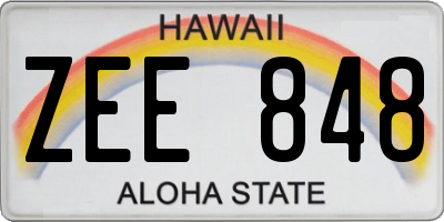 HI license plate ZEE848