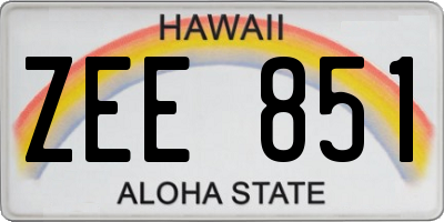 HI license plate ZEE851