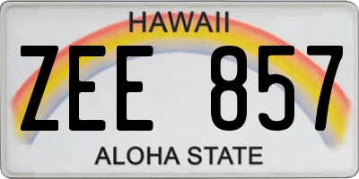 HI license plate ZEE857