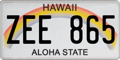HI license plate ZEE865