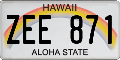 HI license plate ZEE871