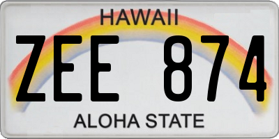 HI license plate ZEE874