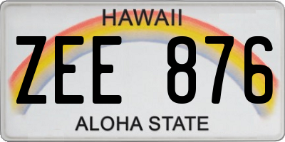 HI license plate ZEE876