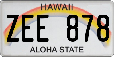 HI license plate ZEE878