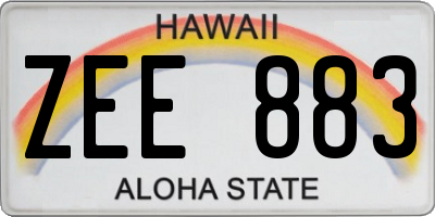 HI license plate ZEE883
