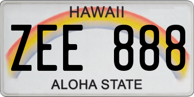 HI license plate ZEE888