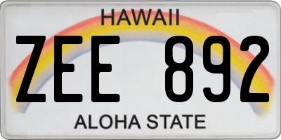 HI license plate ZEE892