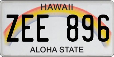 HI license plate ZEE896